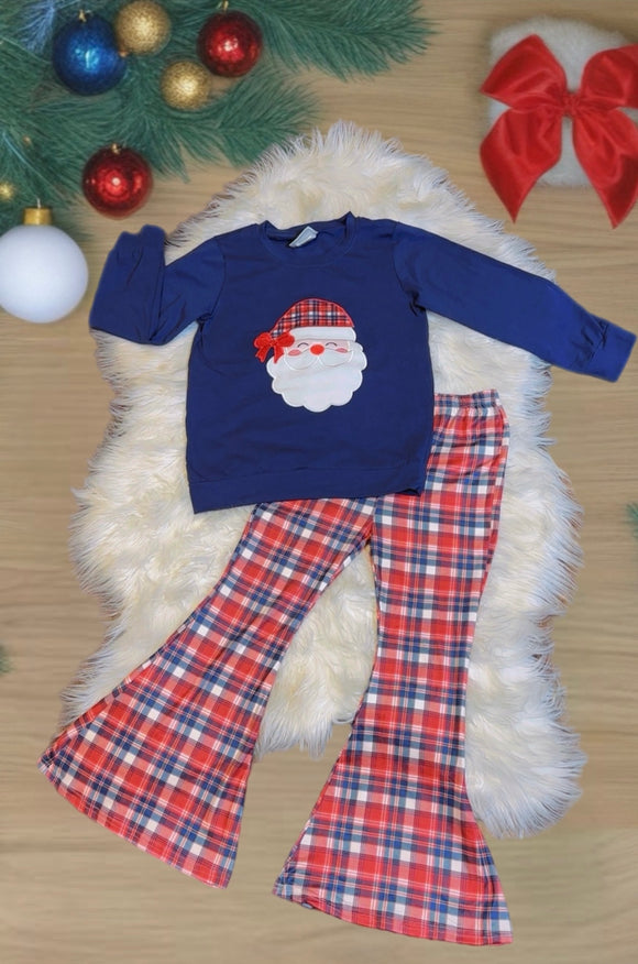 (New) Plaid Embroidery Santa Set