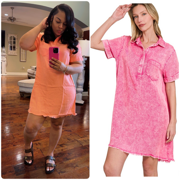 (New) Sunny Day Acid Wash Dress (2 options)