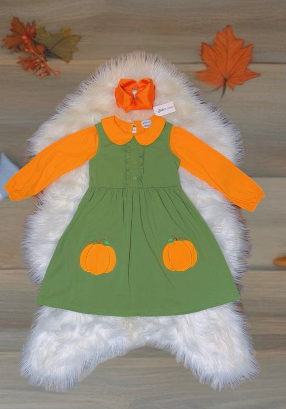 (New) 2 piece Embroidery Pumpkin Dress